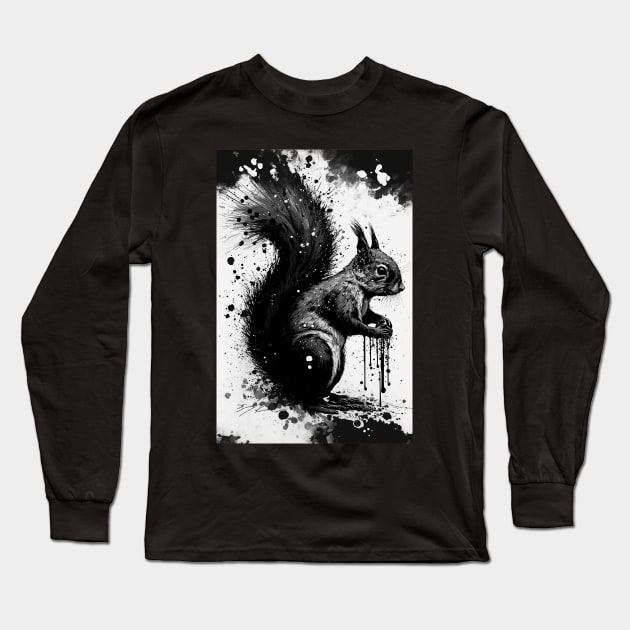 Ink Painting of A Squirrel Long Sleeve T-Shirt by TortillaChief